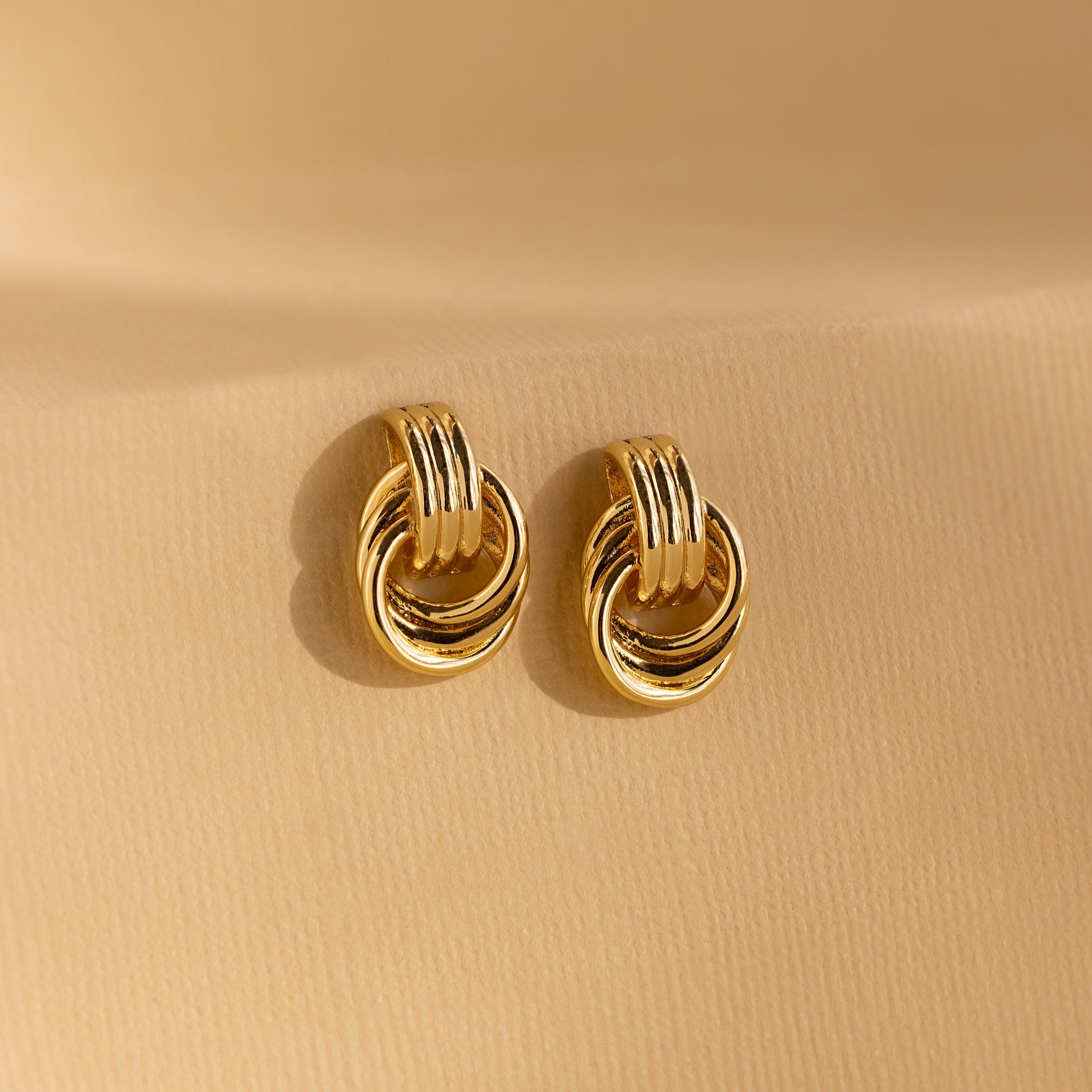 Mini Triple Knot Earrings 18K Gold